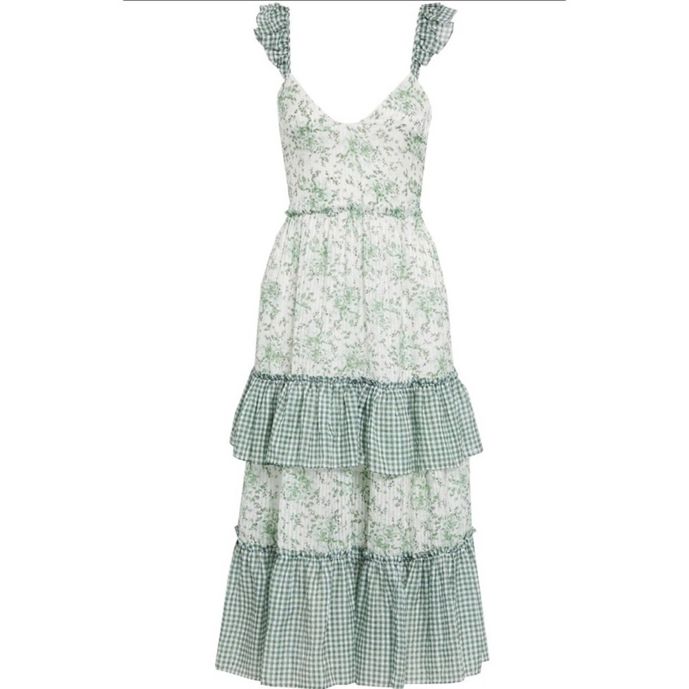 Cami Nyc Woman Angela Gingham-Floral Cotton And Silk-Blend Midi Dress